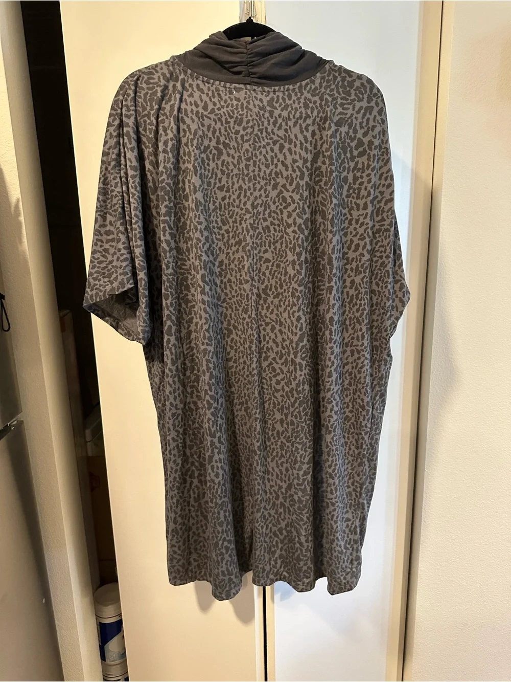 Heavenly Soft by Carole Hochman Charcoal Leopard-Print Open Robe XL